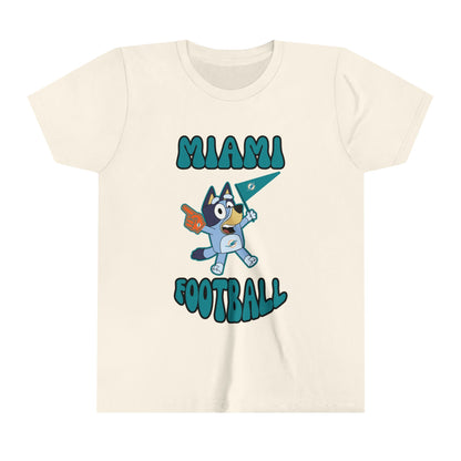 Youth Bluey Design Miami Dolphins Football -Inspired T-Shirt