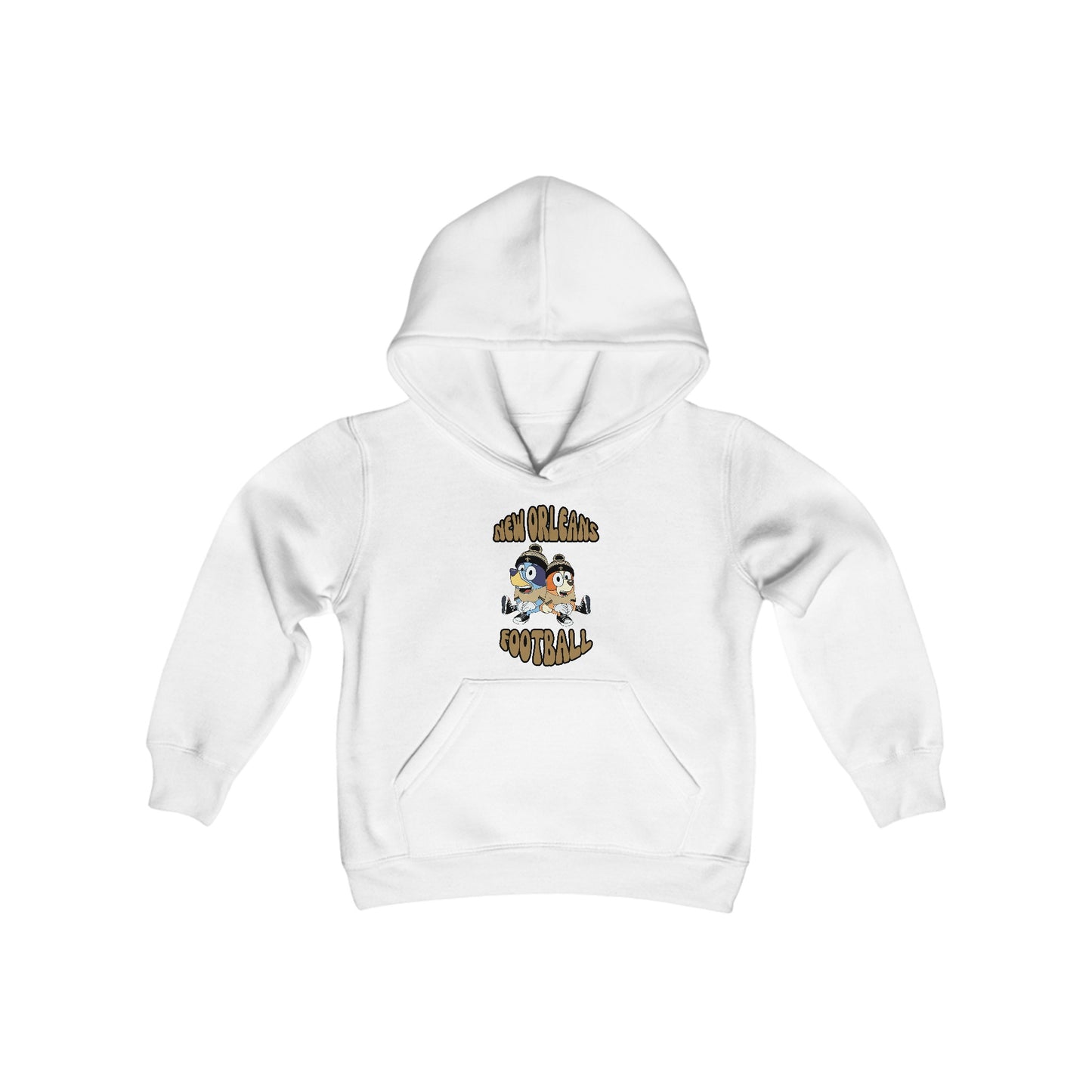 Youth Bluey & Bingo Design Saints Football - Inspired Heavy Blend Hooded Sweatshirt