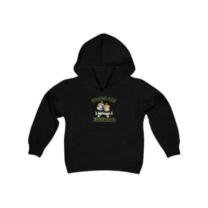 Youth Bluey & Bingo Design Green Bay Football - Inspired Heavy Blend Hooded Sweatshirt