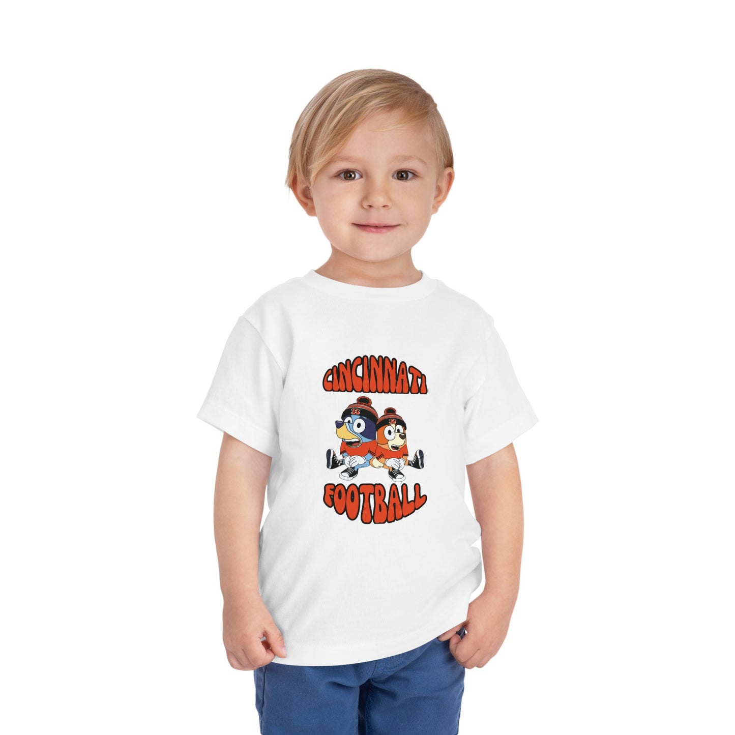 Toddler Bluey & Bingo Design Cincinnati Bengals Football - Inspired T-Shirt