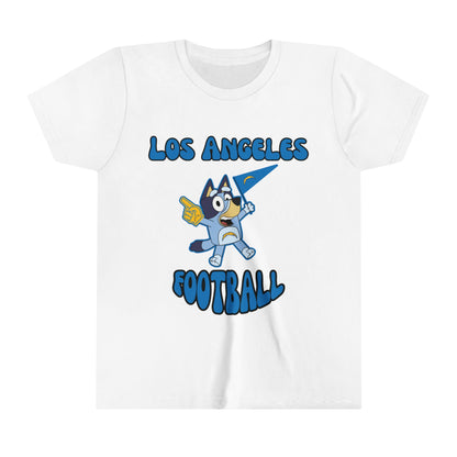 Youth Bluey Design Las Angeles Chargers Football -Inspired T-Shirt