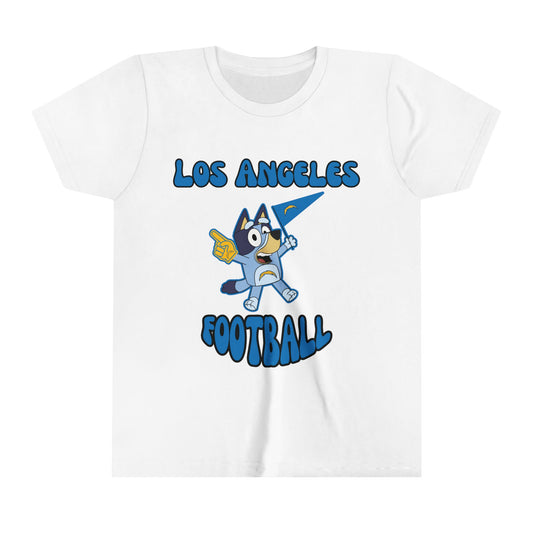 Youth Bluey Design Las Angeles Chargers Football -Inspired T-Shirt