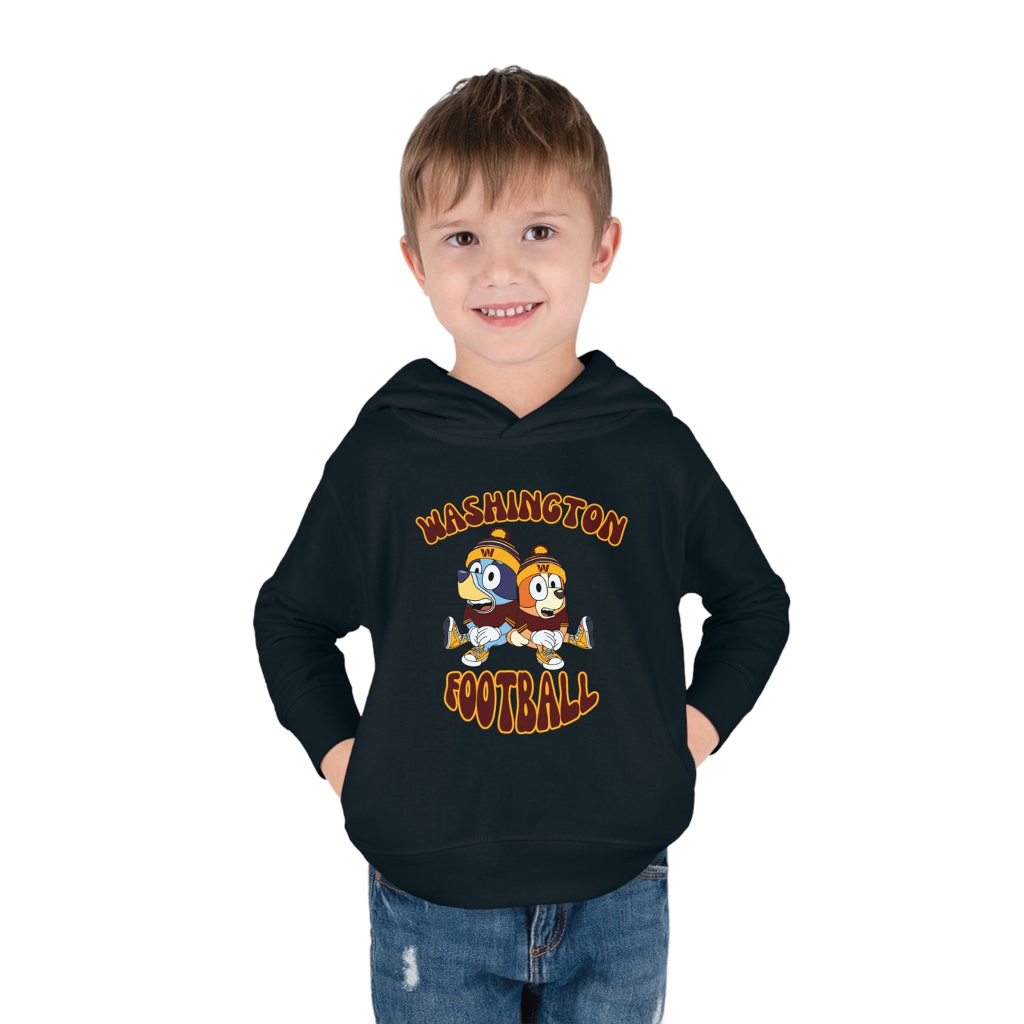 Toddler Bluey & Bingo Design Commanders Football - Inspired Pullover Fleece Hoodie