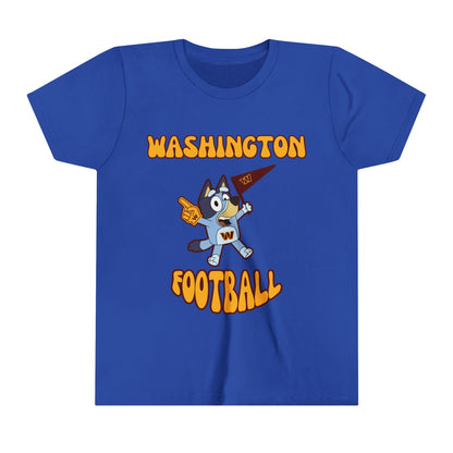 Youth Bluey Design Washington Commanders Football -Inspired T-Shirt