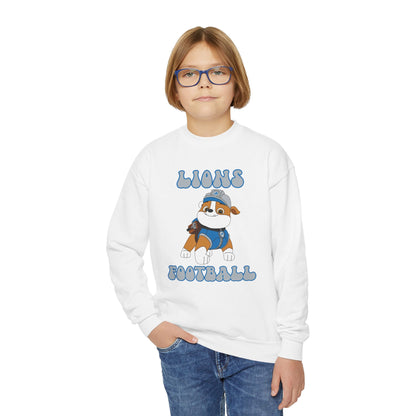 Rubble Paw Patrol Lions Football Youth Crewneck Sweatshirt