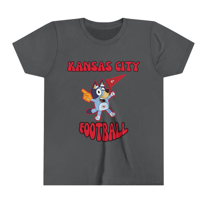 Youth Bluey Design Kansas City Chiefs Football -Inspired T-Shirt