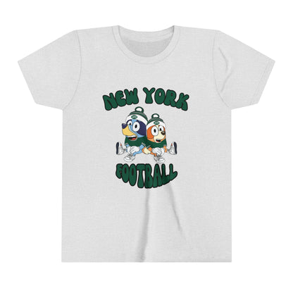 Youth Bluey & Bingo Design New York Jets Football - Inspired T-Shirt