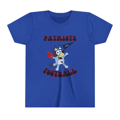 Youth Bluey Design Patriots Football-Inspired T-Shirt