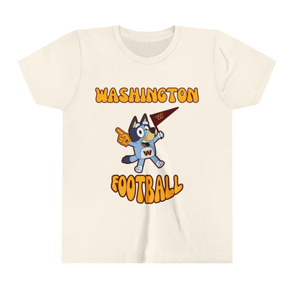 Youth Bluey Design Washington Commanders Football -Inspired T-Shirt