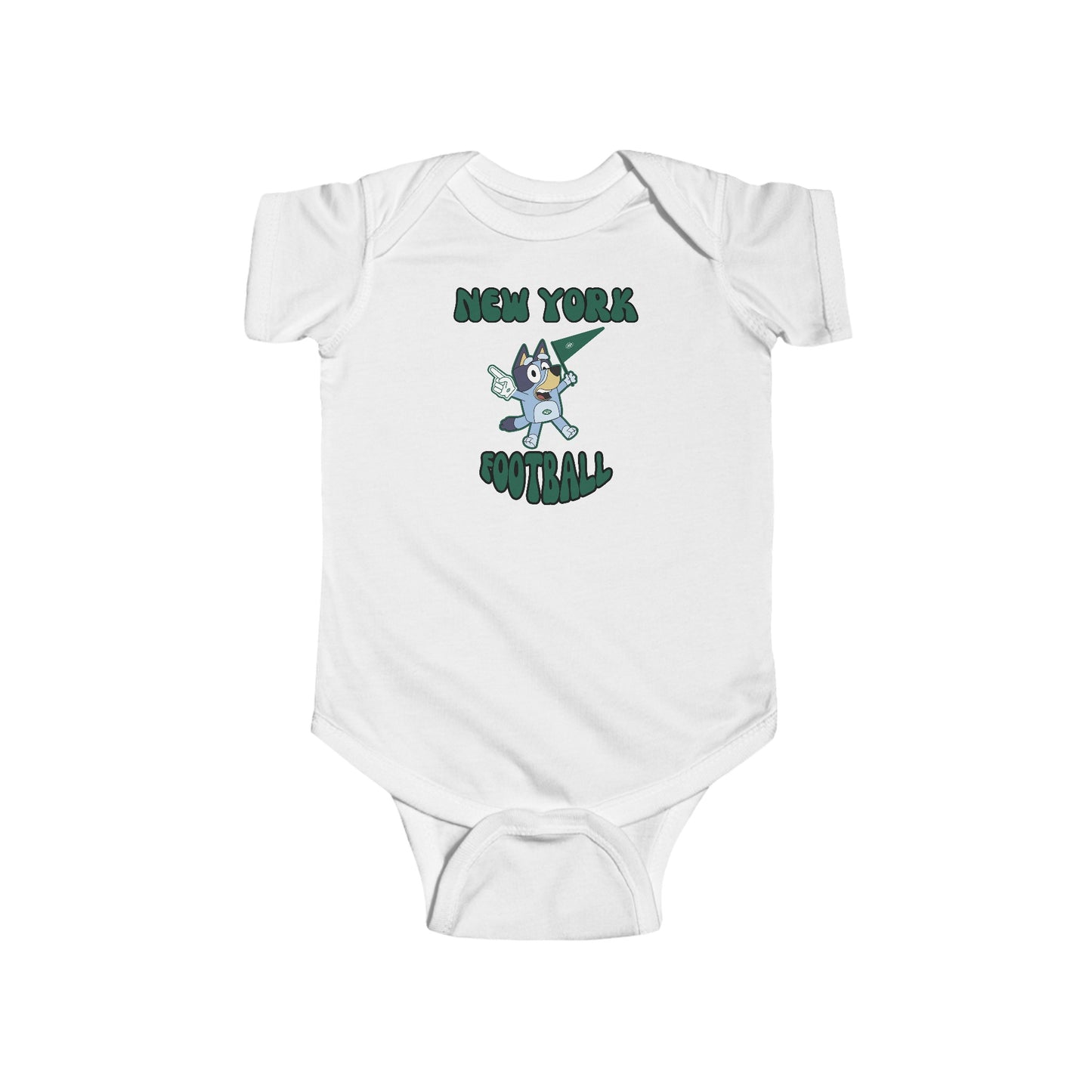 Infant Bluey Design New York Jets Football -Inspired Bodysuit