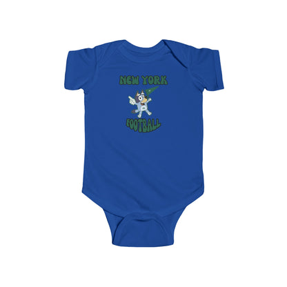 Infant Bluey Design New York Jets Football -Inspired Bodysuit