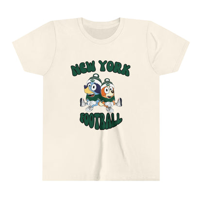 Youth Bluey & Bingo Design New York Jets Football - Inspired T-Shirt