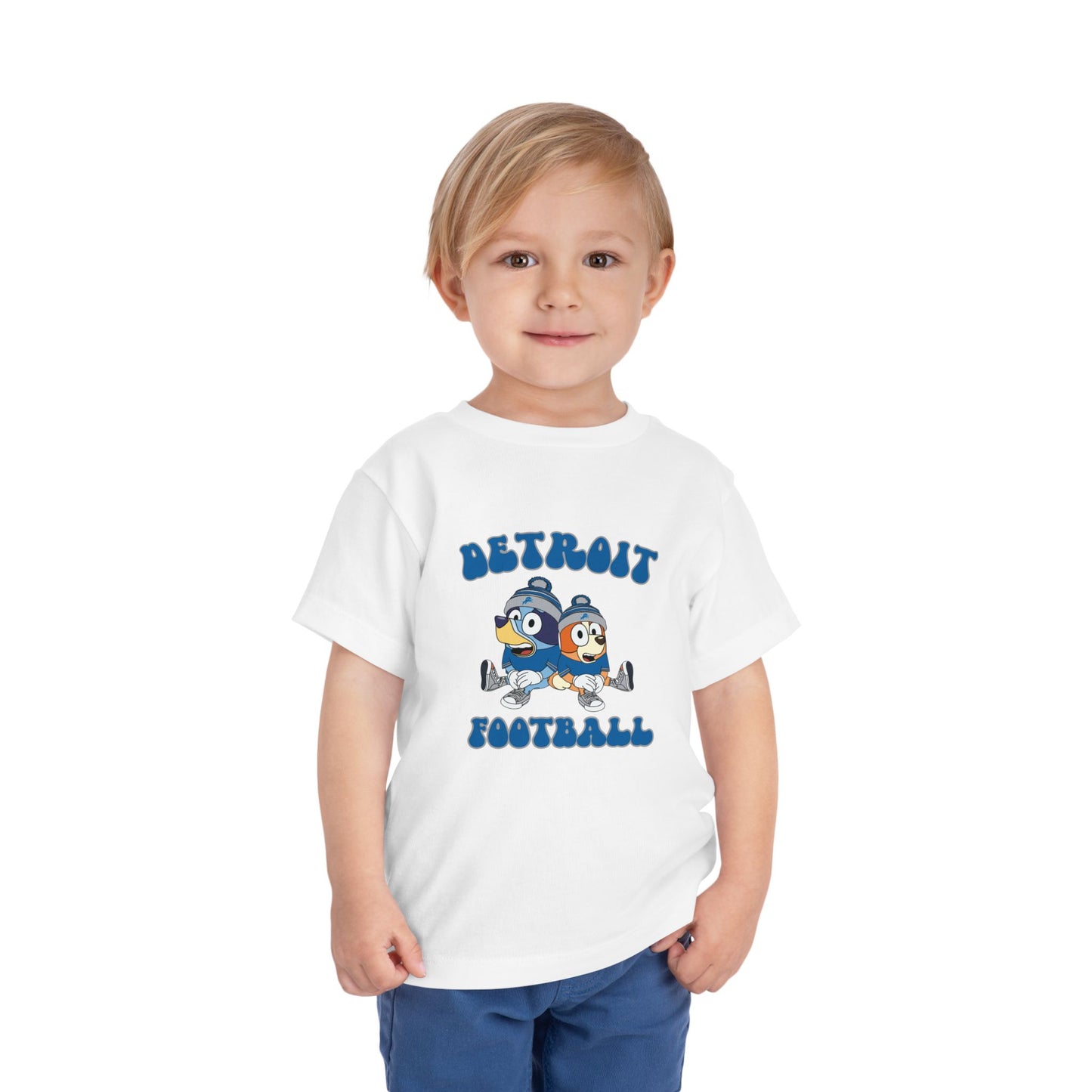 Toddler Bluey & Bingo Design Detroit Lions Football - Inspired T-Shirt