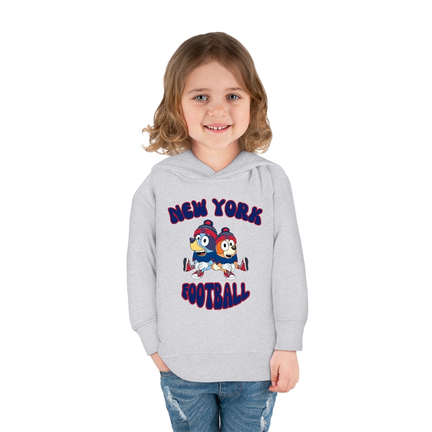 Toddler Bluey & Bingo Design New York Giants Football - Inspired Pullover Fleece Hoodie