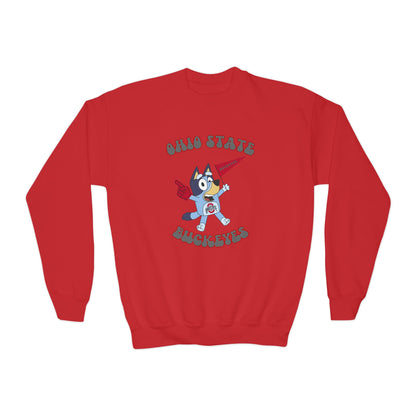 Youth Bluey Ohio State Football Crewneck Sweatshirt