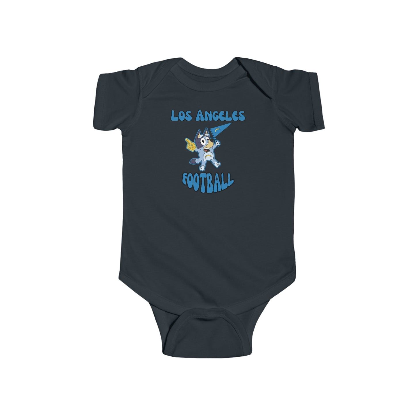 Infant Bluey Design Las Angeles Chargers Football -Inspired Bodysuit