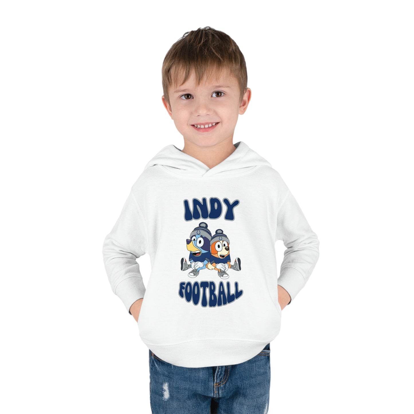 Toddler Bluey & Bingo Design Colts Football - Inspired Pullover Fleece Hoodie