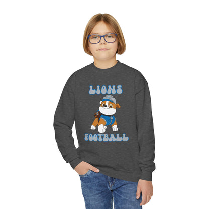 Rubble Paw Patrol Lions Football Youth Crewneck Sweatshirt