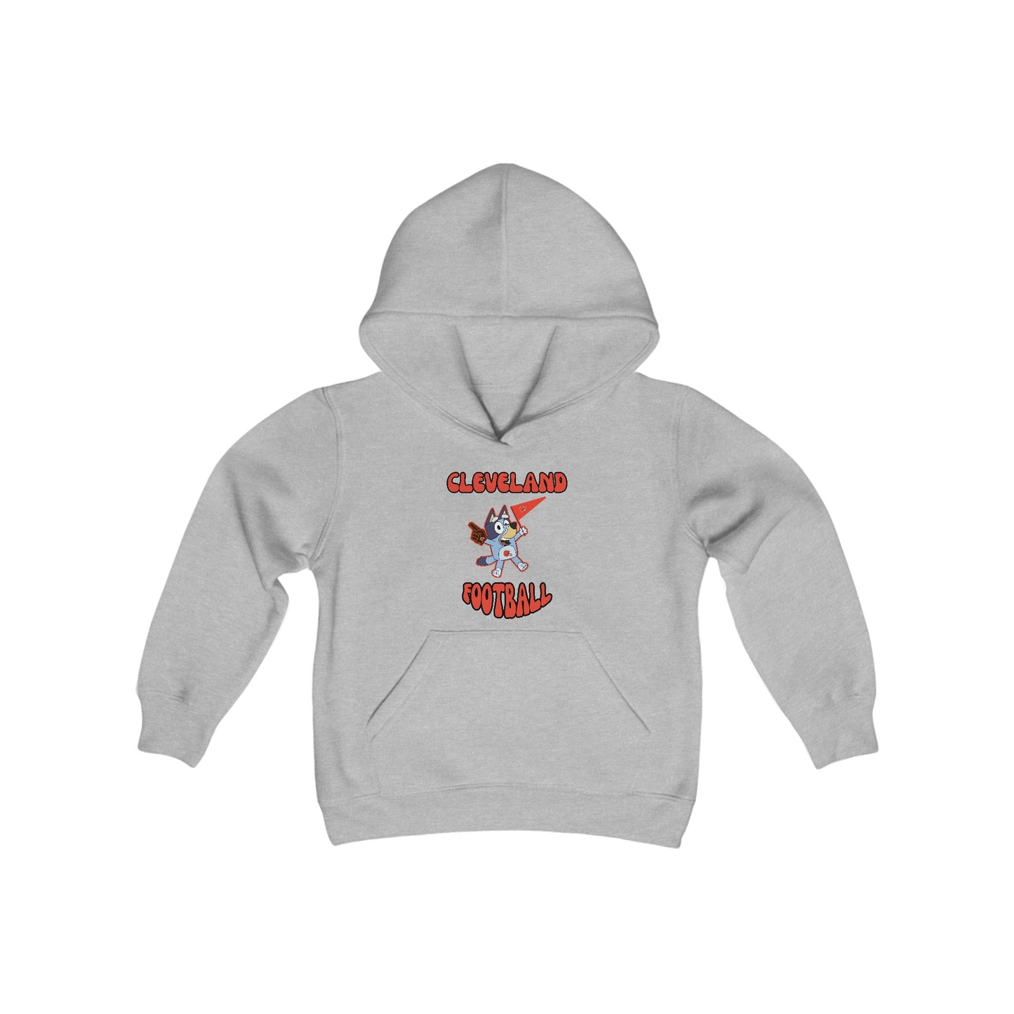 Youth Bluey Design Cleveland Browns Football - Inspired Hooded Sweatshirt