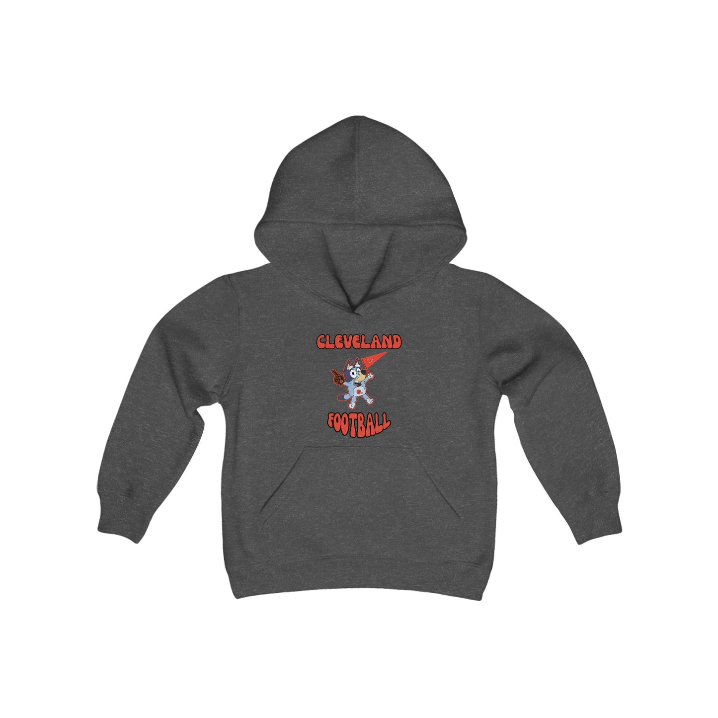 Youth Bluey Design Cleveland Browns Football - Inspired Hooded Sweatshirt