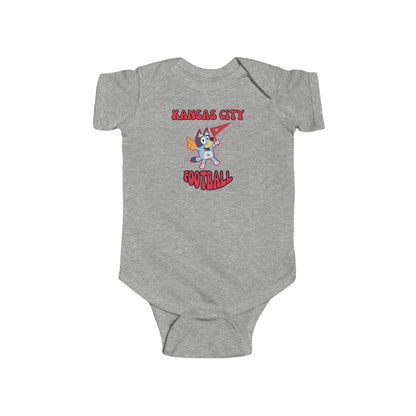 Infant Bluey Design Kansas City Chiefs Football -Inspired Bodysuit