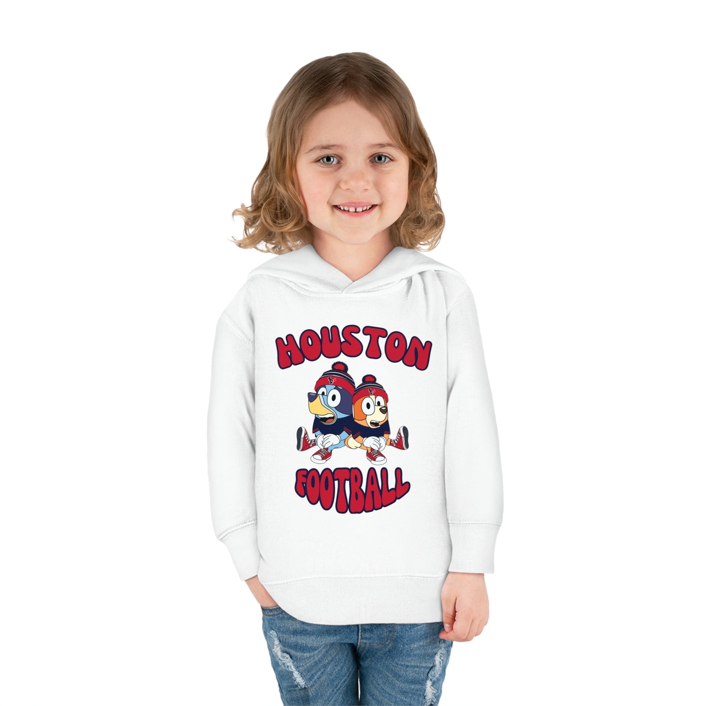 Toddler Bluey & Bingo Design Texans Football - Inspired Pullover Fleece Hoodie