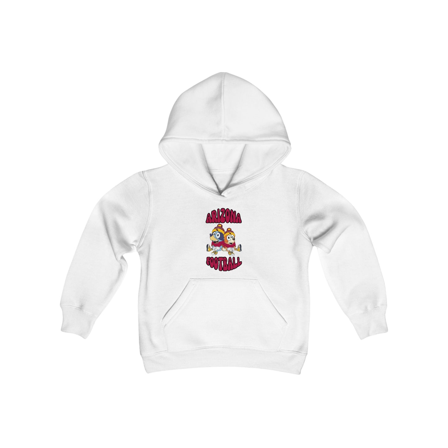 Youth Bluey & Bingo Design Cardinals Football - Inspired Heavy Blend Hooded Sweatshirt