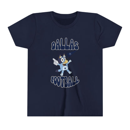 Youth Bluey Design Dallas Cowboys Football -Inspired T-Shirt