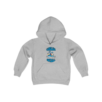 Youth Bluey & Bingo Design Carolina Panthers Football - Inspired Heavy Blend Hooded Sweatshirt