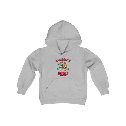 Youth Bluey & Bingo Design Kansas City Chiefs Football - Inspired Heavy Blend Hooded Sweatshirt