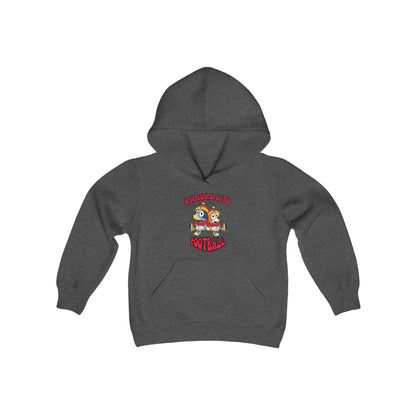 Youth Bluey & Bingo Design Kansas City Chiefs Football - Inspired Heavy Blend Hooded Sweatshirt