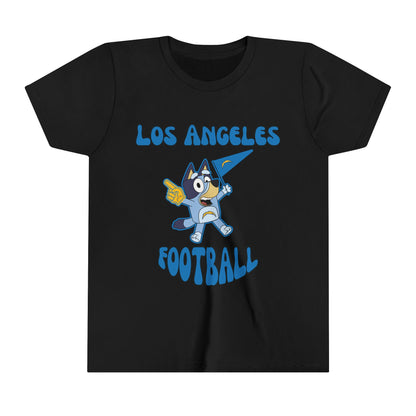 Youth Bluey Design Las Angeles Chargers Football -Inspired T-Shirt