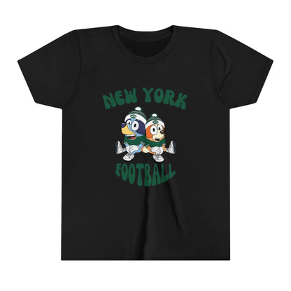 Youth Bluey & Bingo Design New York Jets Football - Inspired T-Shirt