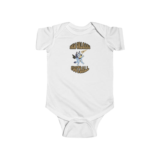 Infant Bluey Design New Orleans Saints Football -Inspired Bodysuit