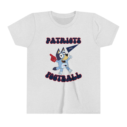 Youth Bluey Design Patriots Football-Inspired T-Shirt