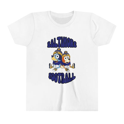 Youth Bluey & Bingo Design Ravens Football - Inspired T-Shirt