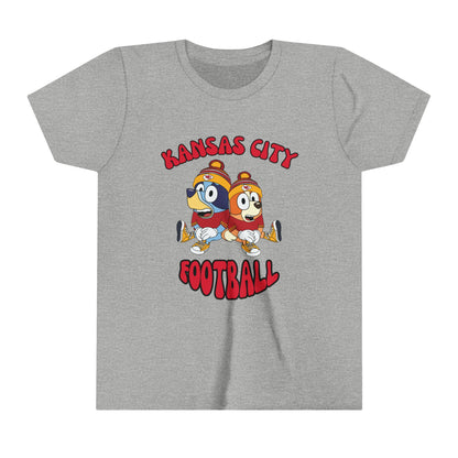 Youth Bluey & Bingo Design Kansas City Chiefs Football - Inspired T-Shirt