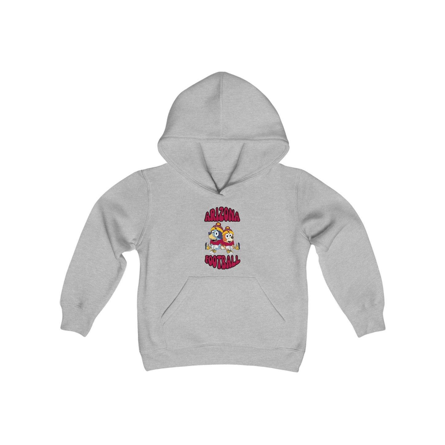 Youth Bluey & Bingo Design Cardinals Football - Inspired Heavy Blend Hooded Sweatshirt